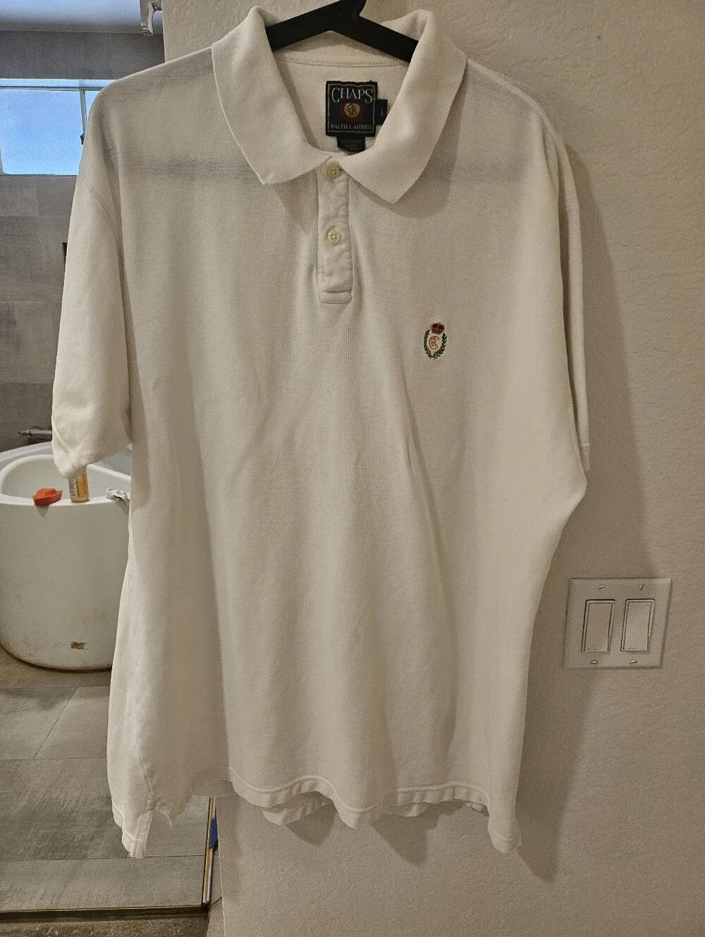 VTG L MENS Chaps RalphLauren White Polo